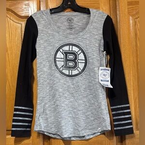 NWT 47' Brand Boston Bruins NHL Hockey Women's Long Sleeve Tee Small